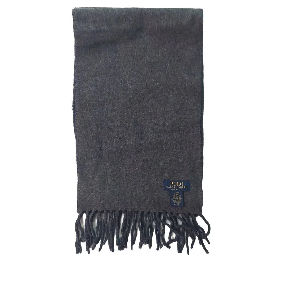 POLO Ralph Lauren 80s Vintage Blue & Gray Scarf Embroidered Polo Logo Scarves